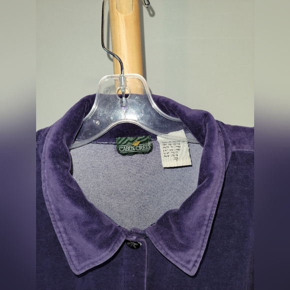 Vintage Cabin Creek Purple Shirt Front pockets long sleeve velour 2XL - Picture 2 of 5
